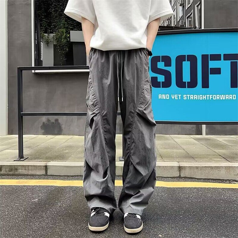 美式冰丝速干裤男夏季薄款褶皱伞兵工装裤宽松休闲运动K6485-P39，男装工装外套，星座412-3