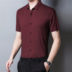 H33205 2021夏季新款短袖衬衫男 锦纶47.1%粘纤44.7%氨纶8.2 %图片