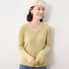 纯色简约时尚休闲百搭圆领修身女士套头衫针织新款，女装针织衫/毛衣，佳绒包芯纱店