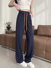 不掉色天丝牛仔裤女阔腿裤春季新款高腰小个子丹宁蓝弯刀裤，女装休闲裤，云美莎专业女裤-全店现货