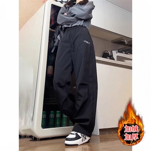 美式褶皱加绒伞兵工装裤男款防风阔腿弯刀裤ZK522常规P41加绒P47,工装外套,四季星座505
