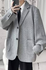 N6169/P95加棉P105冬季新开叉呢料毛呢西服男宽松外套上衣呢大衣，男装西服，电商A141