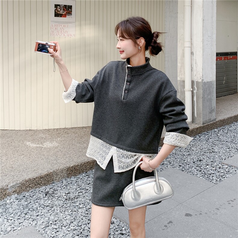 新款2026春季假两件蕾丝拼接外套6210-P160-K258,女装套装/套裙,2C057