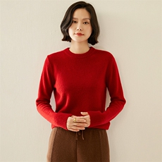 2024秋冬新款35%羊绒女士7针平面圆领羊绒衫，女装羊绒衫，纳丰羊绒