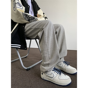 新款美式vibe风裤子男高街水泥灰牛仔裤修身直筒微喇裤16334-p40图片