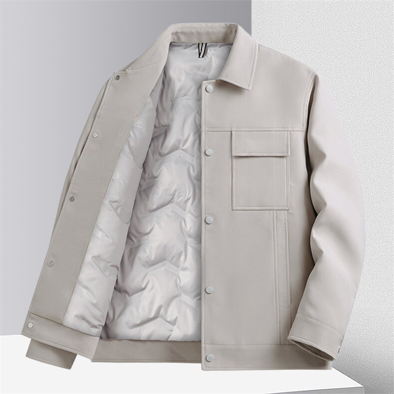 新款休闲时尚工装轻薄羽绒服夹克衫男士抗皱短款翻领羽绒服外套潮,男装羽绒服,电商B212（原钱塘6029）