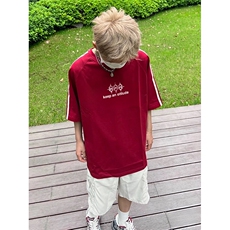 抖音得物高品质二开240克宽松纯棉美式潮牌三条杠织带短袖T恤，男装T恤，电商A486-1