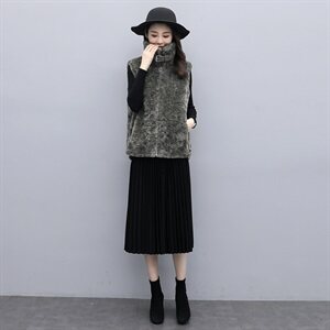 马甲女2021冬季新款韩版休闲外搭仿皮草外套时尚獭兔毛马夹上衣潮图片
