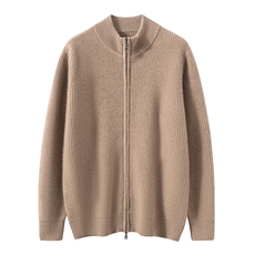2025百搭时尚简约双元宝针拉链开衫，男装羊绒套衫，绒誉暖羊绒