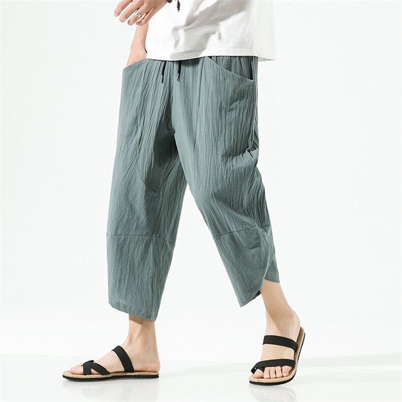 夏季轻薄透气棉麻九分裤宽松男士休闲裤XZ314A-1-K88-P23，男装休闲裤，星座1513