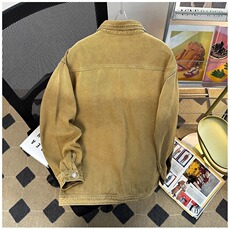 渐变做旧牛仔外套男女春季美式复古vibe工装夹克潮牌痞帅宽松上衣，男装工装外套，星座1210-1
