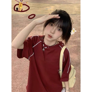 抖音得物二开240克宽松纯棉美式高街夜光反光工艺辑线短袖T恤图片