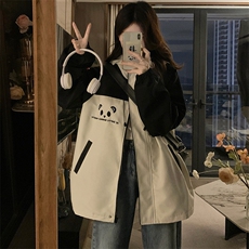 设计感可爱熊猫冲锋衣女款2025春秋新款甜美少女外套C832-P98，男装夹克，星座911-2(原星座613-2）