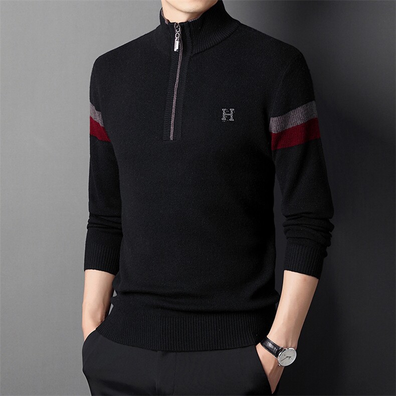 CM12193钱塘2020-2冬季厚款半高领商务休闲中年男士羊毛衫P160,男装针织衫/毛衣,钱塘207-2