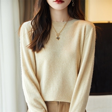 秋冬季新款纯色毛衣女长袖宽松显瘦百搭上衣，女装针织衫/毛衣，贵皇网供仓