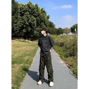 春秋新款潮流美式设计感休闲长袖T恤男款大码潮牌百搭上衣 KF33图片