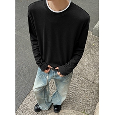 圆领打底衫绵羊绒长袖假两件T恤T220-30，男装T恤，星座223（原229-2）