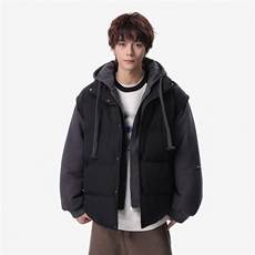 新款冬季羽绒棉服棉袄连帽假两件韩版宽松外套A436-2511-P85，男装棉衣，电商A436