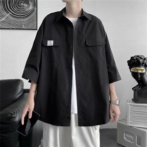 衬衫港风夏季ins短袖衬衣日系高级感外套潮牌宽松上衣 W1066-P30图片