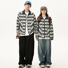 2025秋季新款男装日系潮牌格子工装宽松夹克外套JK586-F119，男装夹克，电商A101（原外27）