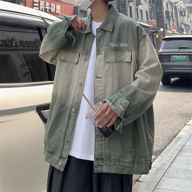 美式高街渐变色牛仔外套男春秋港风宽松水洗工装夹克男JK8898,男装夹克,星座1116A-1（原606A）