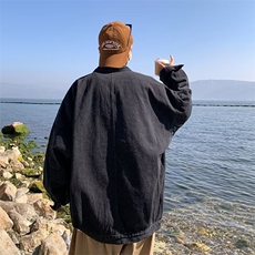春秋复古牛仔外套男休闲日系ins潮牌港风宽松百搭潮流帅气褂夹克，男装夹克，星座1210-1
