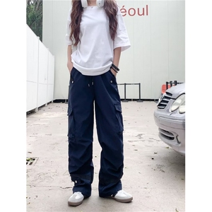 休闲裤男女韩版潮流高街帅气百搭口袋2024秋冬ins长裤K5784-P49图片