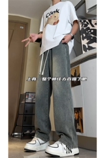 怀旧复古抽绳星空纹直筒牛仔裤男春夏显瘦休闲裤1809-P40限价79，男装牛仔裤，电商A178