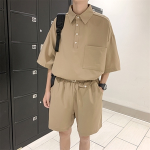 日系红休闲套装帅气百搭夏季宽松ins潮痞帅两件套 T661-P50图片