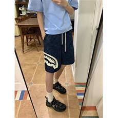 夏季新款美式短裤男潮牌薄款设计感小众宽松大码运动休闲五分裤子，男装牛仔裤，四季星座505