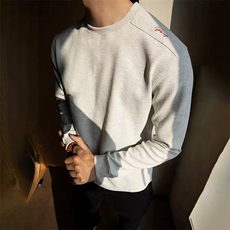 26春装硬挺boxy男女美式高街蜂窝华夫格刺绣圆领长袖卫衣打底衫，男装T恤，电商A486-1