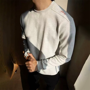 26春装硬挺boxy 男女美式高街蜂窝华夫格刺绣圆领长袖卫衣打底衫图片