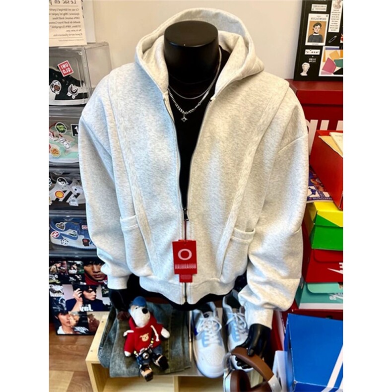 706-1-WY2209-P55特P现货秋季白灰色美式boxy开衫卫衣外套,女装短外套,星座706-1