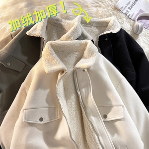 @地毯风 呢料港风ins纯色羊羔毛短款保暖棉衣夹克 A071-066-P125图片