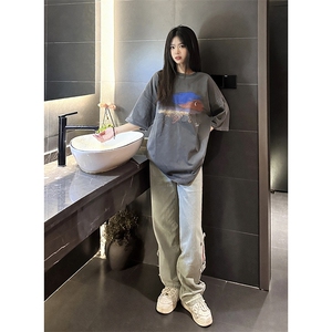 B221 美式ins高街暗黑小众毛边破洞直筒牛仔裤 LK23112-P75 控98图片