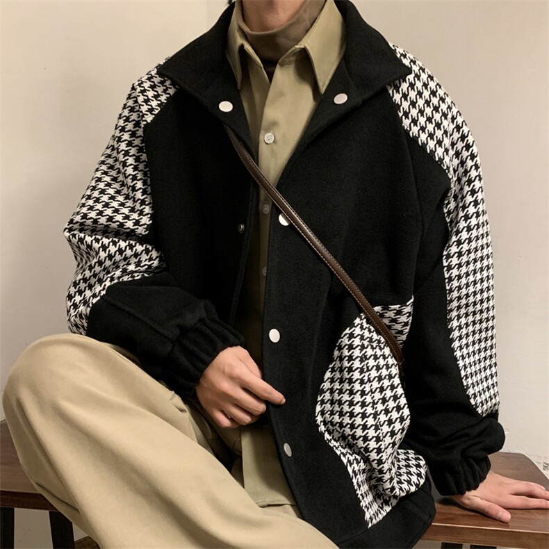 毛呢夹克男外套男小香风棒球服男加厚G500-P105加绒P125暖光A图片