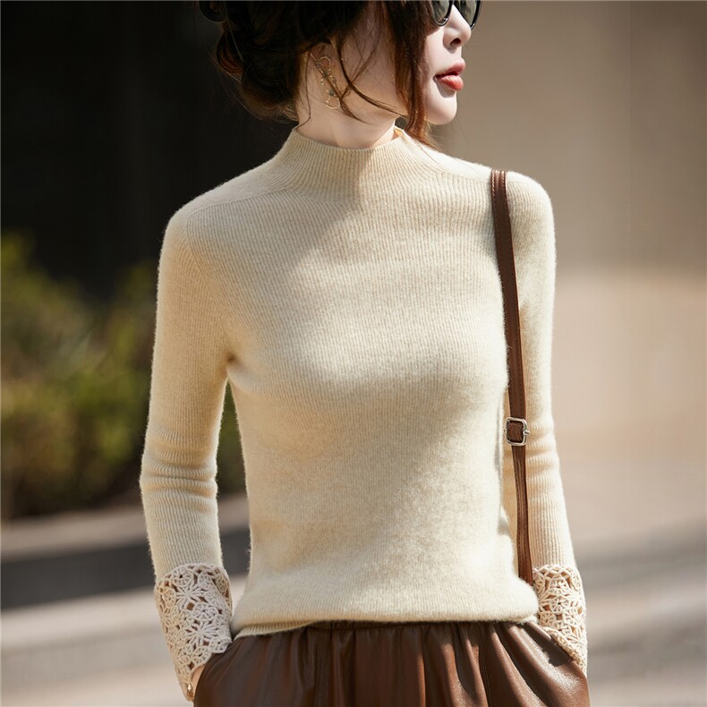 2025秋冬百搭时尚简约小思图镂空针织衫，女装羊毛衫，邦太羊绒