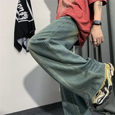 美式vibe裤子高街水洗牛仔裤男设计感小众拉链裤N506P48，男装牛仔裤，星座1116-2