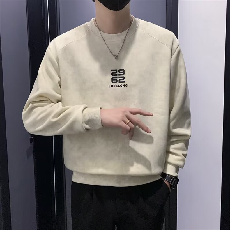 时尚圆领卫衣男士春秋季潮牌宽松休闲上衣2025新款百搭长袖T恤男,男装T恤,星座506A
