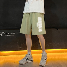 YD33053-P25港风潮牌亚麻短裤男大码棉麻五分裤男中裤沙滩裤，男装休闲裤，电商A040