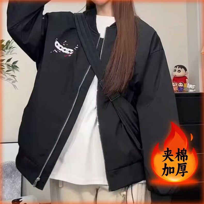 1506-1/J51681/P72日系慵懒棒球服外套男宽松拉链开衫夹克图片