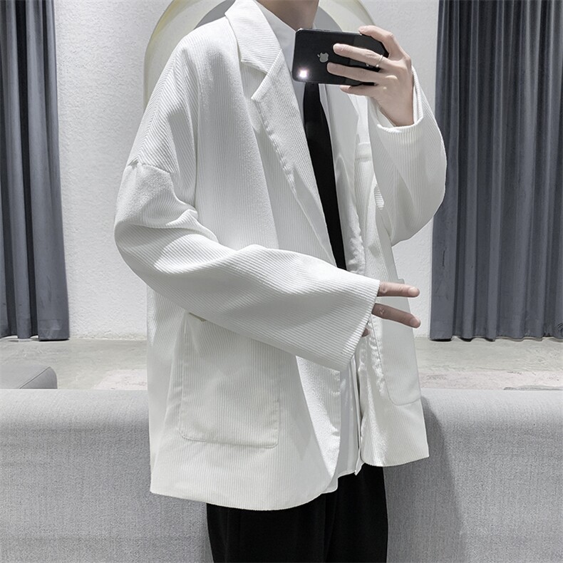 男装港风宽松休闲帅气百搭纯色西装外套灯芯绒小西服DM09-P65,男装西服套装,电商D321-1
