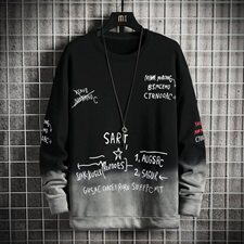 新款长袖男士渐变卫衣潮牌潮流2021春秋季打底衫宽松DF17T，男装卫衣，电商A102