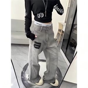 美式潮牌水洗做旧拼接牛仔裤男ZN155 P48图片