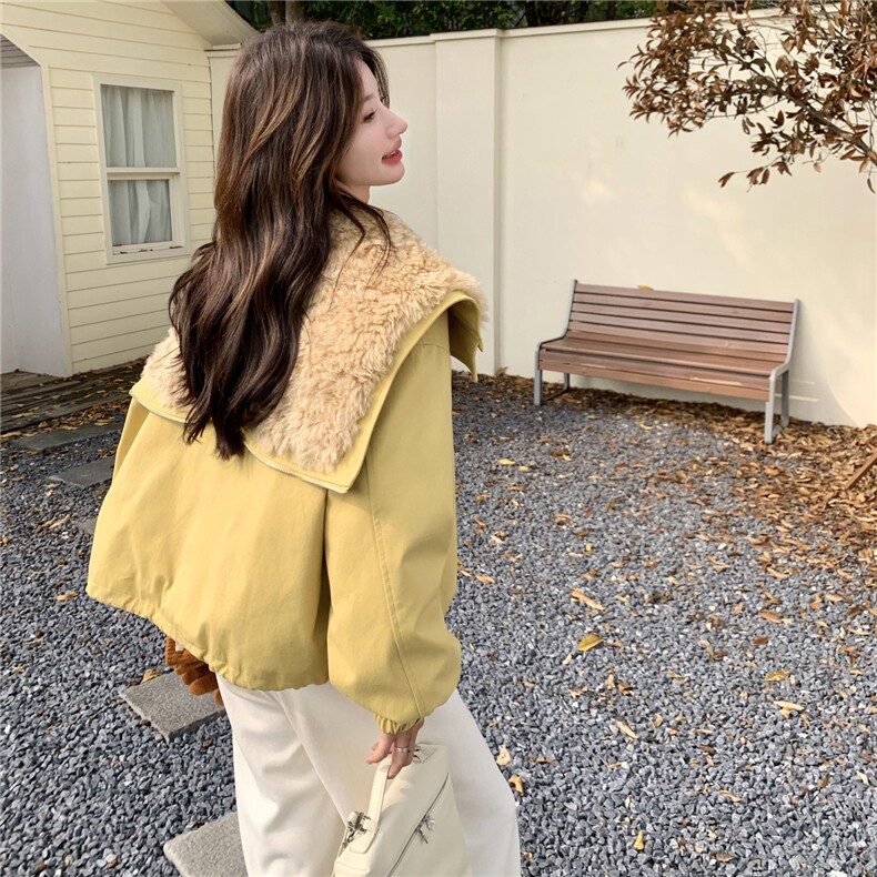新品黄色加厚内胆羽绒工装派克服2C2369009P255K358,女装派克服,2C236