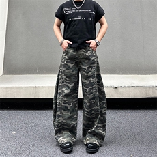 美式复古水洗弯刀牛仔裤男女新款宽松直筒阔腿工装裤NA168-P55，男装牛仔裤，星座208-5