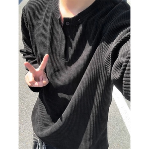 秋季重磅320g欧棉绒亨利领肌理感男大码长袖T恤T24551-特P28控58图片