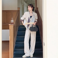 26春新款现-韩系休闲轻职风波点撞色套装2619-P185K298，女装套装/套裙，2B190