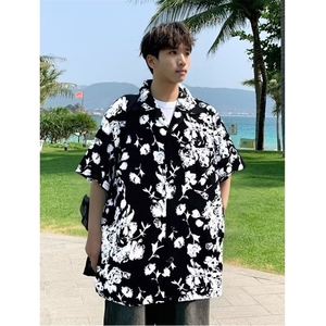 2025新款夏威夷风沙滩花衬衫夏短袖碎花衬衣宽松情侣装CY1063-P27