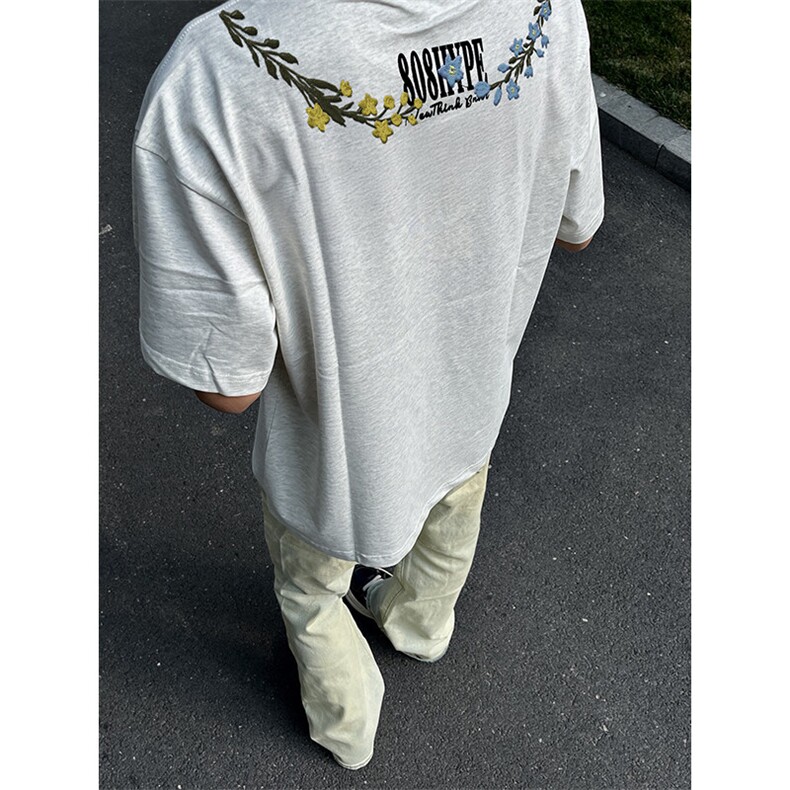 万针全刺绣解构设计260克重磅双纱纯棉高品质美式高街短袖T恤特33图片